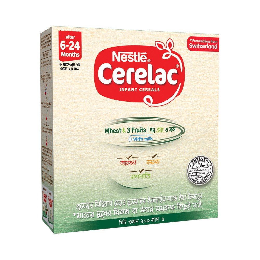 Nestle Cerelac 1 Wheat & 3 Fruits Baby Food (6 M+) 200gm
